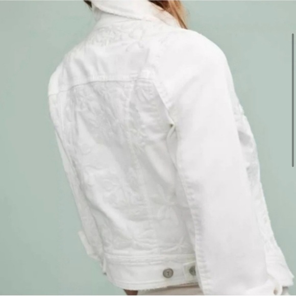 PILCRO AND THE LETTERPRESS | Anthropologie White Embroidered Jean Jacket - Picture 2 of 9